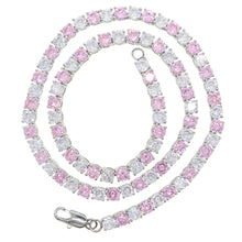 Load image into Gallery viewer, ICED OUT Pink and silver tennis necklace
