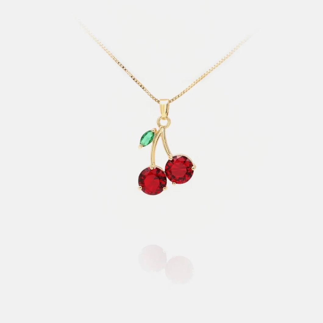 Ruby Cherry 18k Gold Necklace