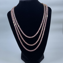Load image into Gallery viewer, ICED OUT Pink and Gold 4mm tennis necklace
